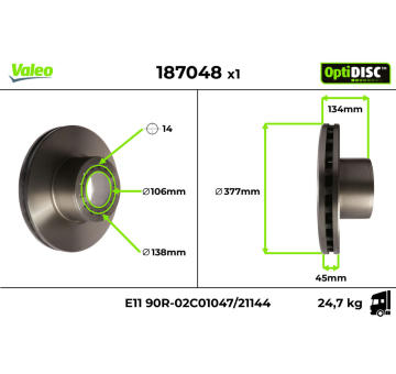 Brzdový kotouč VALEO 187048