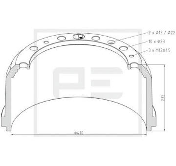 Brzdový buben PE Automotive 036.414-00A