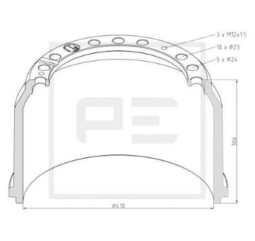 Brzdový buben PE Automotive 016.403-00A