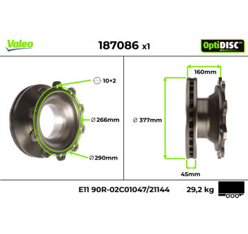 Brzdový kotouč VALEO 187086
