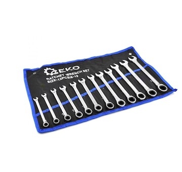 Klíče očkoploché ráčnové sada 12 ks 8 - 19mm GEKO
