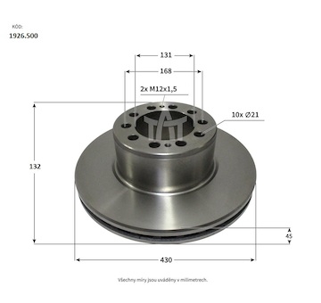 Kotouč brzdový MB ACTROS MP IV / V přední TAT