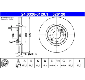 Kotouč brzdový přední 283X26 V power disc