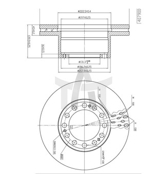 Kotouč brzdový SAF FI375MM,12-OTW
