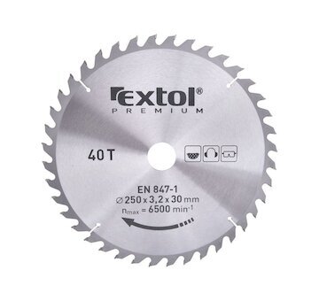 Kotouč pilový s SK plátky 250x2.2x30mm 40T šířka SK plátků 3.2mm EXTOL PREMIUM 8803241