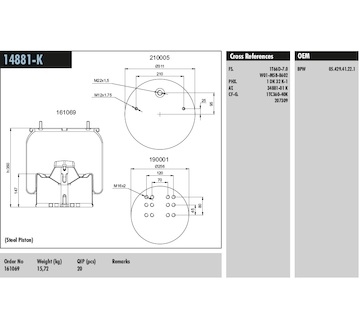 Měch per. BPW 4881NP02 kompl. se kovovy zvonem a deskou 