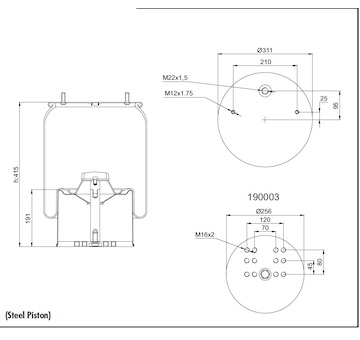 Měch pérování BPW 36 s kovovým zvonem