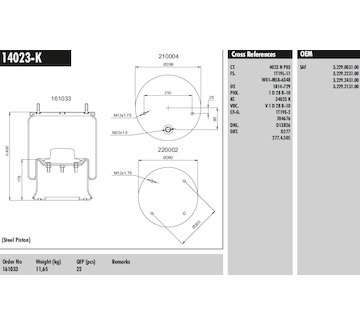 Měch pérování SAF4023 s kovovým zvonem