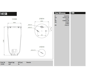 Měch pérování SCHMITZ 4158 bez zvonu  