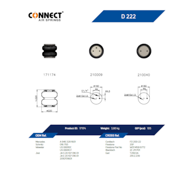 Měch pérování zvedání nápravy 895 H:220 v ose G1/4 vzduchový CONNECT SAF