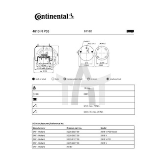 Měch - pneumatické odpružení 05962 4810NP05