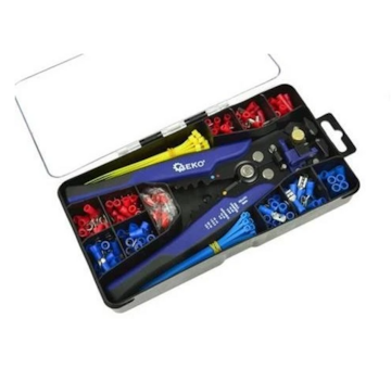 Multifunkční automatické kleště odizolovací, krimpovací 0,2-6mm s konektory a pásky, sada 260ks GEKO