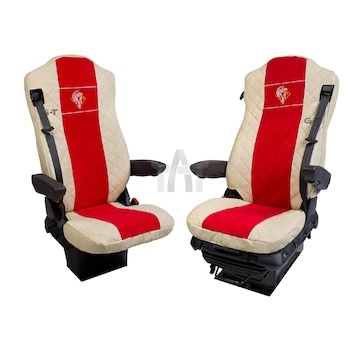 Potahy MB ACTROS MP IV 1+1, 2 pásy 122/béžová/červená