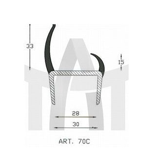 Těsnění dveří návěsu PVC 28.0/30.0MM ART-70C