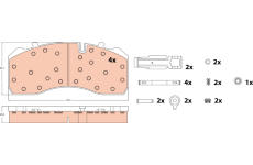 Sada brzdových destiček, kotoučová brzda TRW GDB5072