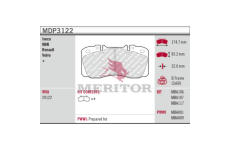 Sada brzdových destiček, kotoučová brzda MERITOR MDP3122