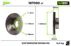 Brzdový kotouč VALEO 187090