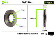 Brzdový kotouč VALEO 187278