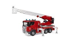 Hasičský vůz Scania Super 560R s otočným žebříkem a majákem se zvukem BRUDER BO-03591