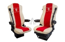 Potahy MB ACTROS MP IV 1+1, 2 pásy 122/béžová/červená