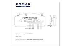 Sada brzdových destiček - kotoučová brzda FOMAR FG293881