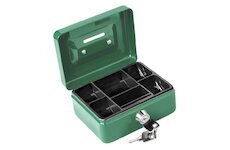 Schránka na peníze přenosná s otvorem pro mince 125×95×60mm 2 klíče plastový pořadač na mince EX