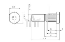 Šroub kola FRUEHAUF TRAILOR M22X1.5 délka CSY AZFR-0001